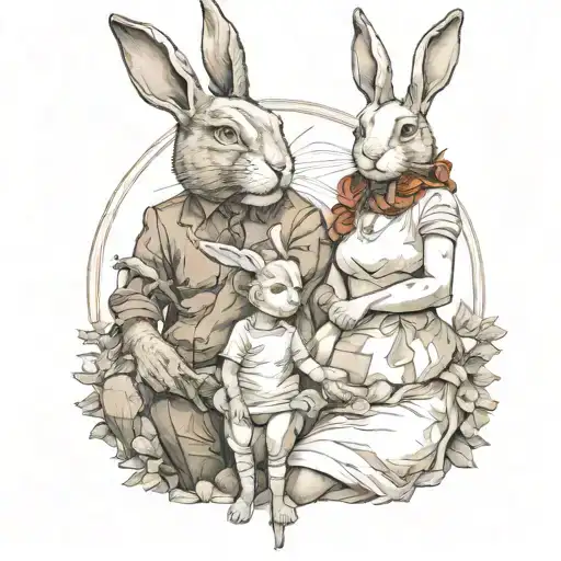A Father And Daughter As Humanoid Rabbits