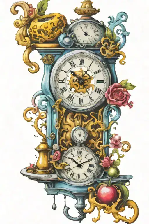 Dali Melting Clock Meets Alice In Wonderland