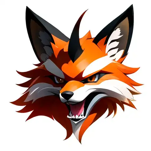 Anime Fox Head Wearing Okami Mask Angled Profile With White Background