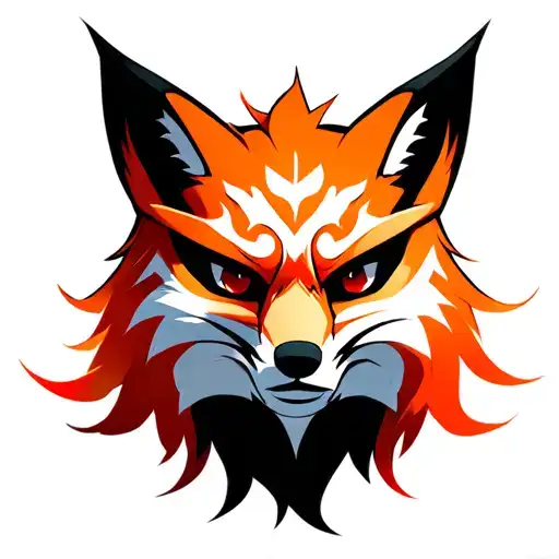 Anime Fox Head Wearing Okami Mask Angled Profile With White Background