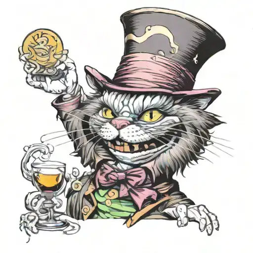 Cheshire Cat Dressed As Mad Hatter