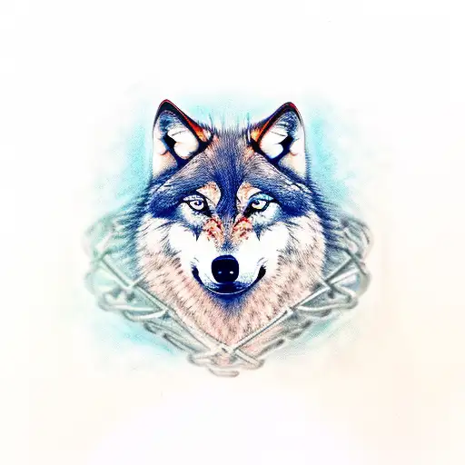 Wolf With Enraged Eyes In A Cage