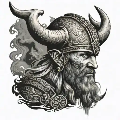 Viking Head Going From Darkness
