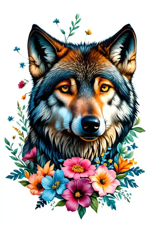 Wolf With Masculine Flowers