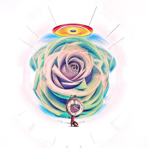 Grec God Walking On Rose Holding Timeclock