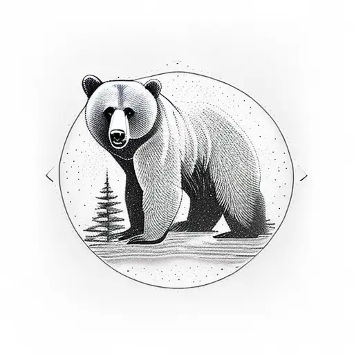 Bear With Trees And River