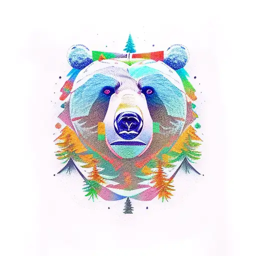 Bear With Trees And River