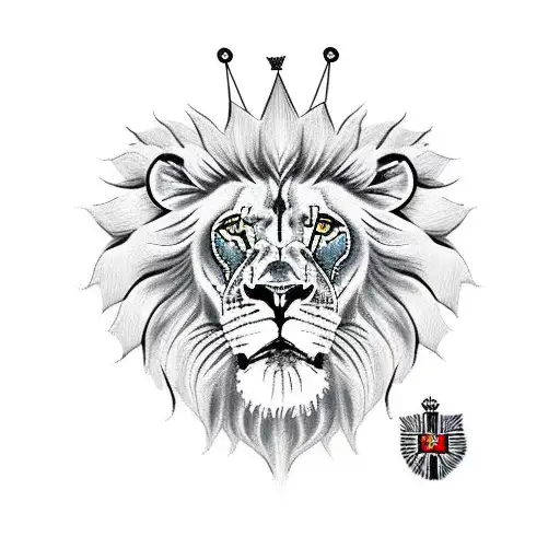 Full Sleeve Lion With Crown And George Cross