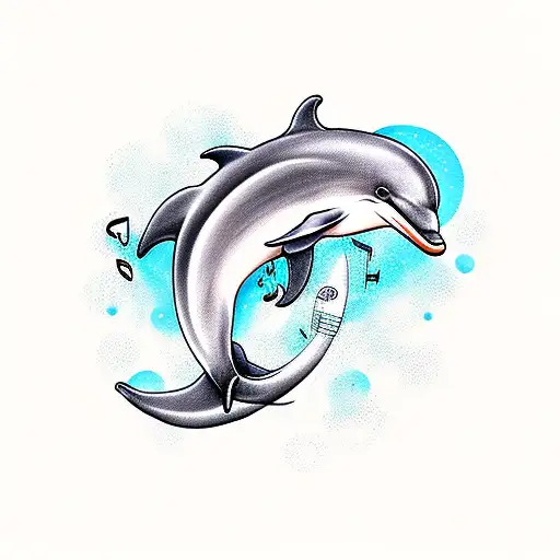 Dolphin With A Semicolon And Music Note