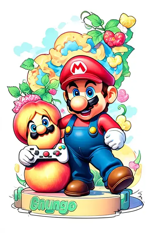 Mario And Peach Playing Video Games