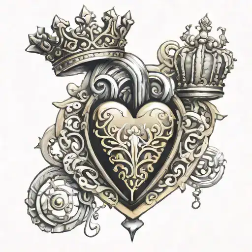 Heart Shape Lock With A Crown Surrounded