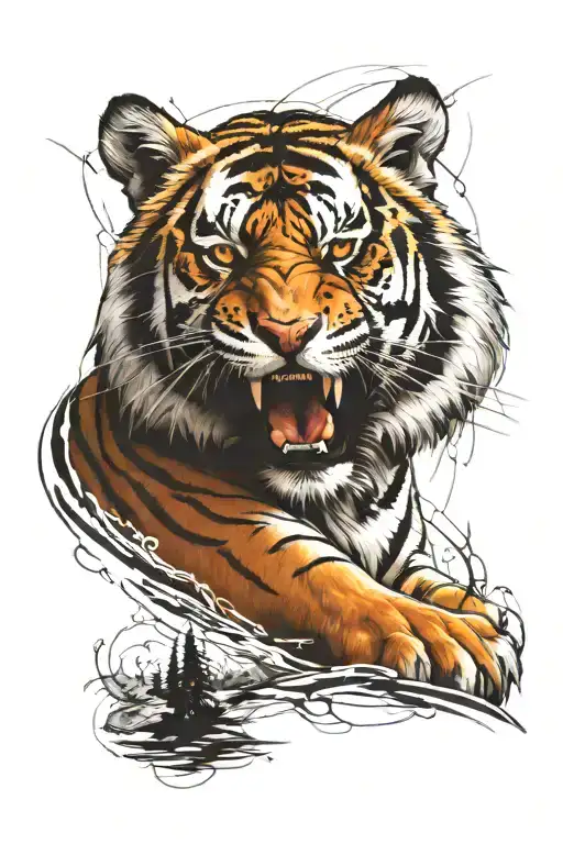 Tiger Orel Mountain Tattoo Sketch Realism
