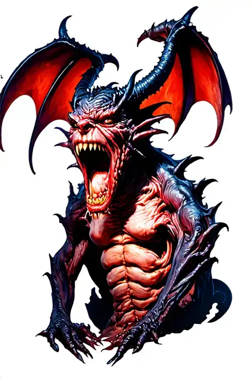 Dark Demon Yelling Looking Down Left