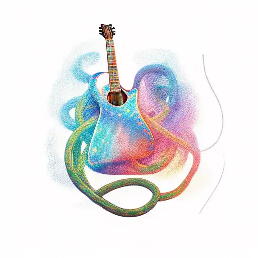 A Guitar With Nature-inspired Elements Intertwined In Its Strings