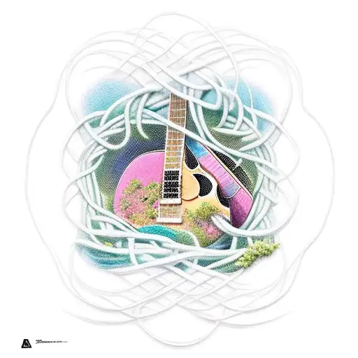 A Guitar With Nature-inspired Elements Intertwined In Its Strings