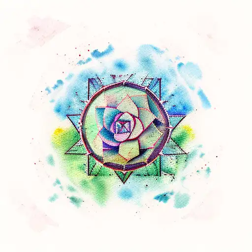 A Watercolor Style Tattoo Of A Cactus