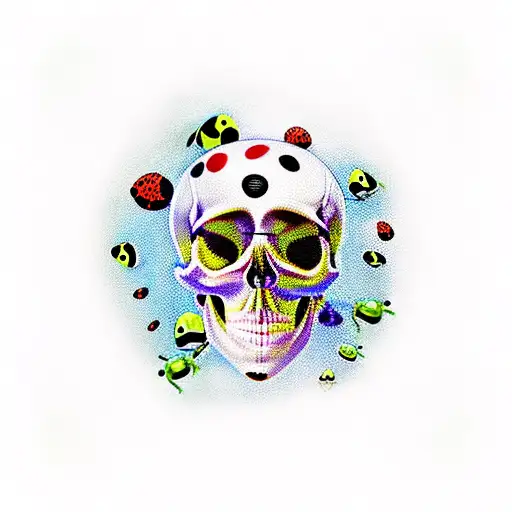 Skull With Ladybugs