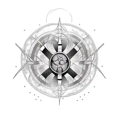 A Dotwork Tattoo Of A Biomedicine Symbol Emerging From A Llanero Landscape