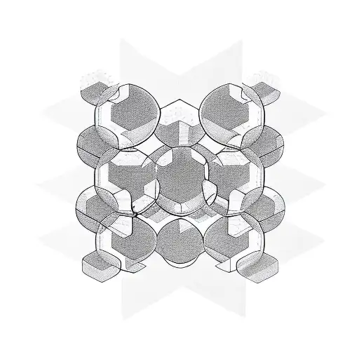 Three Hexagons With Cyberpunk Flower