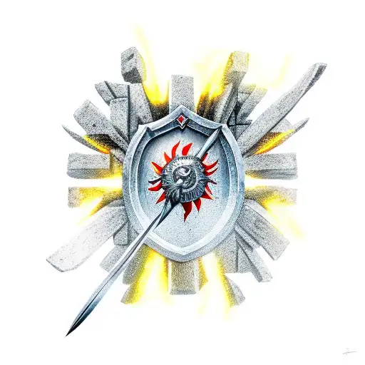 Warrior With Shield Blocks A Fireball