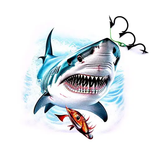 A Shark Attached To A Fishing Hook