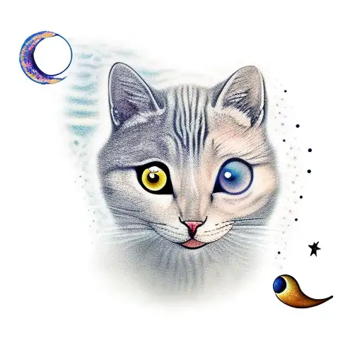 The Word Milkywaayyy With A Small Cat And A Moon And Stars