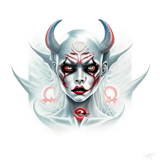 Beautiful Demon Woman With Red Eyes