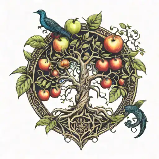 Apple Tree Of Life With Dark Snake