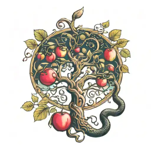 Apple Tree Of Life With Dark Snake