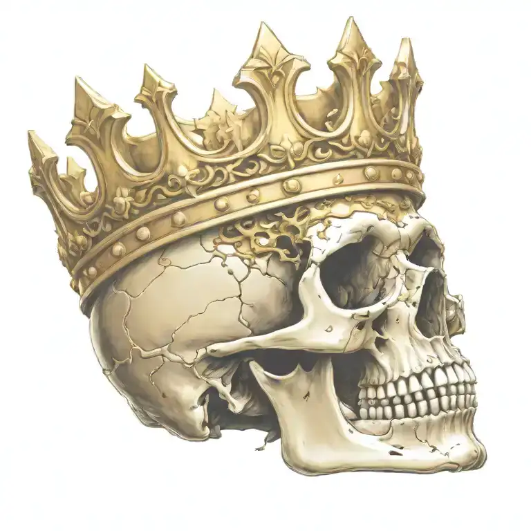 Skull Wearing The Golden Crown Of King Arthur