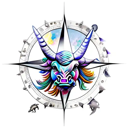 Taurus Bull Flowers Birds Stars Zodiac Swords Dinosaurs Compasses