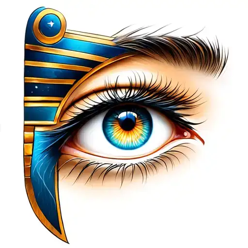 Eye Of Horus With Human Eye And Cat Eye Lashes