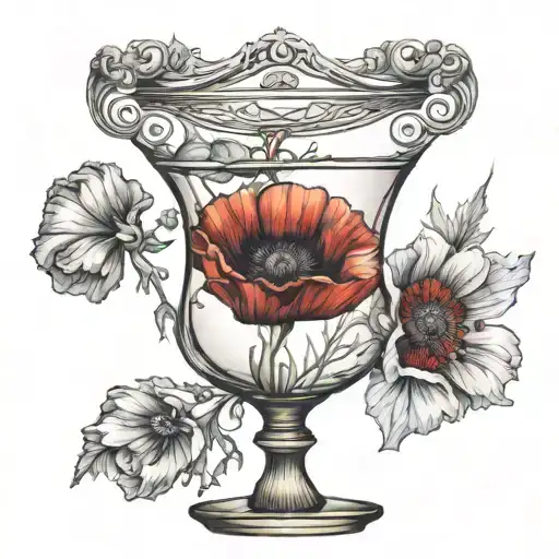 Single Red Poppy Flower In An Hourglass Vase