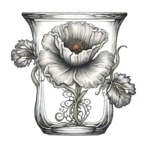 Single Red Poppy Flower In An Hourglass Vase
