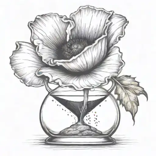 Single Red Poppy Flower In An Hourglass Vase
