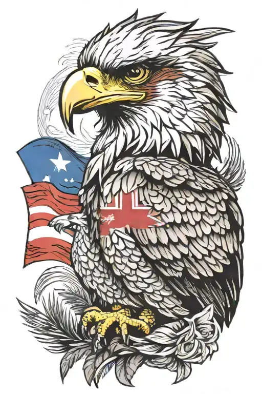 Philippine Eagle With Philippine Flag Waving