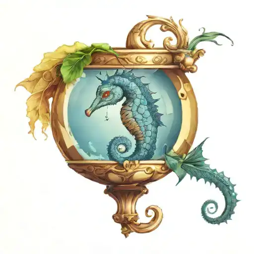 Seahorse In A Fish Bowl On A Castle