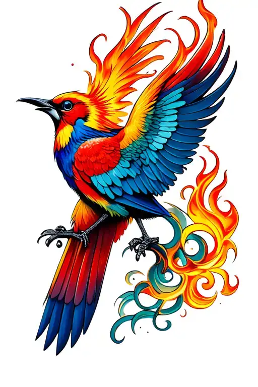 Fire Bird Perched