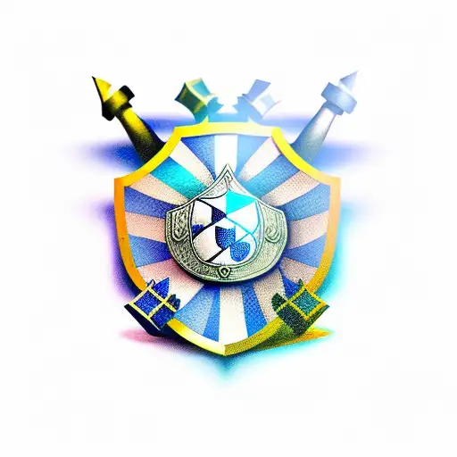 Shield With Blue Knight Chess Piece