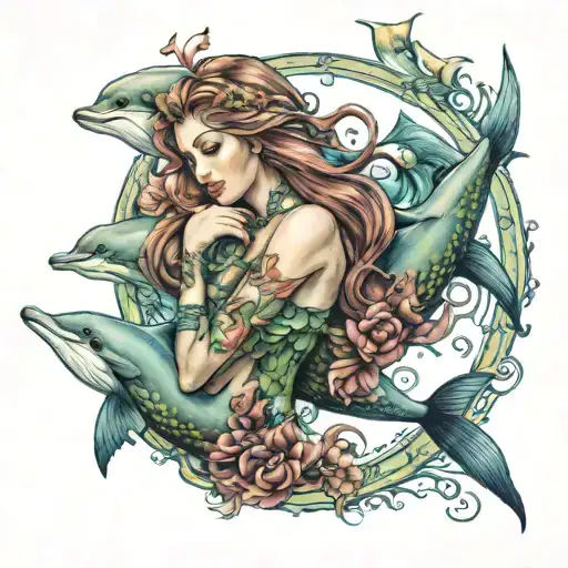Mermaid And Dolphin