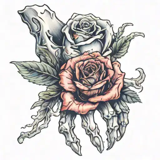 Bone Hand With A Dying Rose