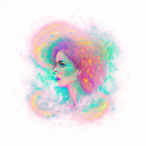 Woman's Silhouette In Pink Galaxy