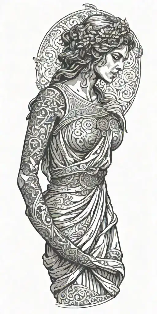 Greek Goddess With Hands Down And Long Dress