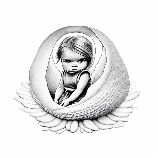 Little Girl Sitting In A Shell