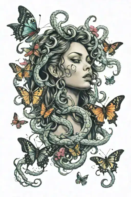 Medusa With Moths Vintage
