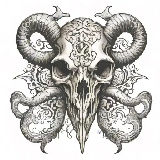 Fish And Ram Skull