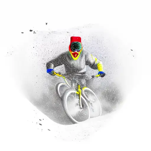 A Man On A Full Suspension Mountain Bike Going Down A Hill So Fast His Skin Is P