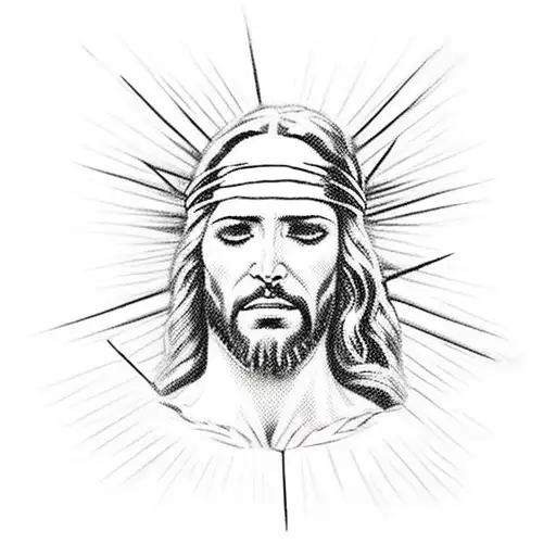 Badass Jesus With Crown Of Thorns And Blindfold On Face