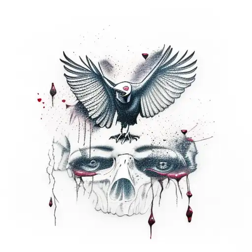 Raven With Bloody Rose