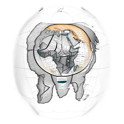 Africa Map Outline With Samuria And Lion In Side The Map With A Sun